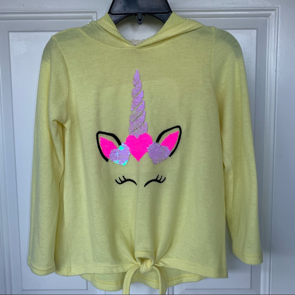 •Btween• Sequined Unicorn Hooded Sweater - Girls Size 8